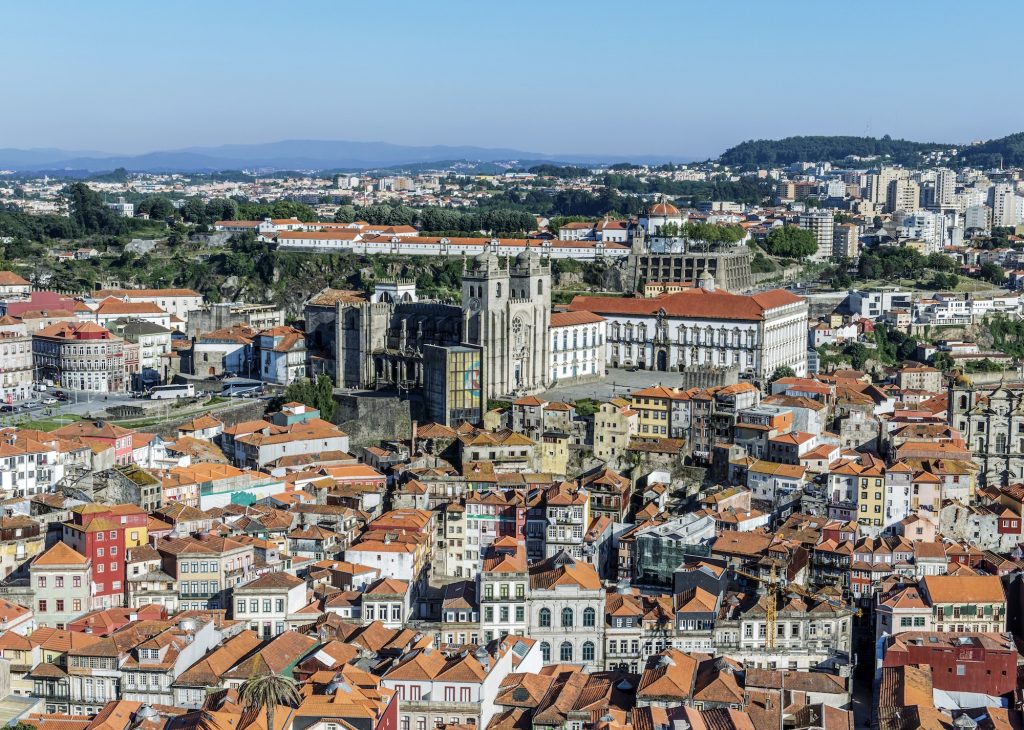 Aerial view of Porto cityscape, Porto, Portugal