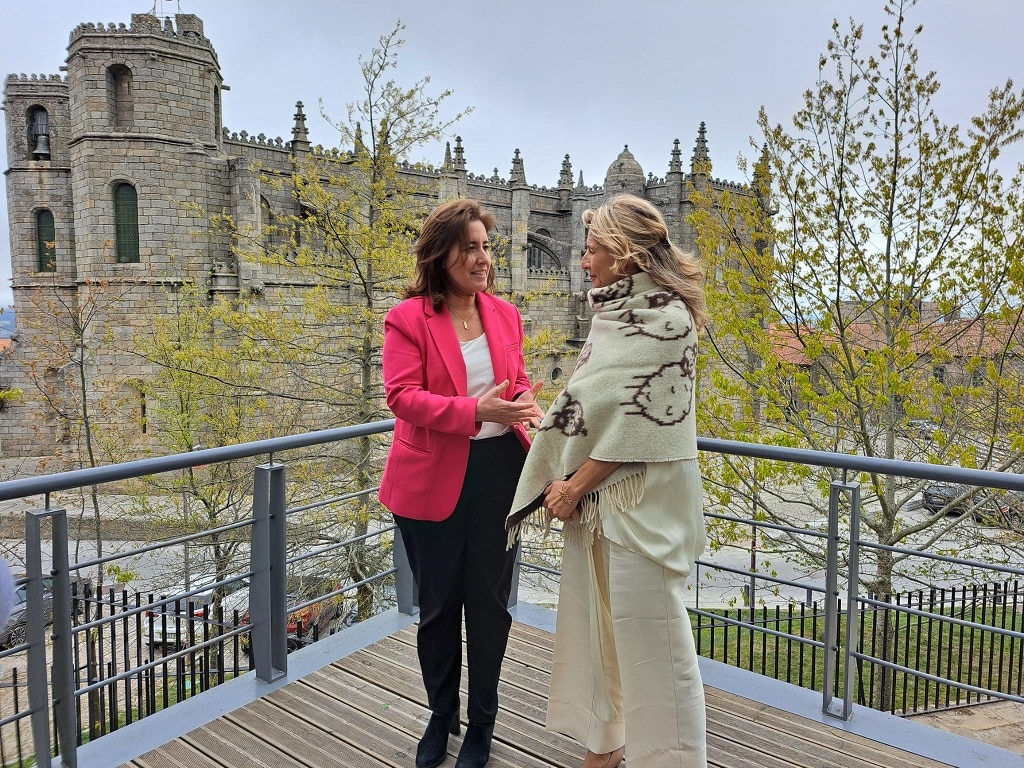 Minister of Labour, Solidarity and Social Security, Ana Mendes Godinho, and her Spanish counterpart, Yolanda Díaz, at the inauguration of the Center for Social Economy and Innovation, Guarda, April 14, 2023