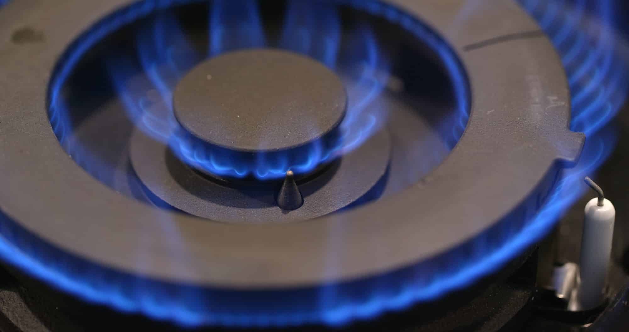 Gas burning from a kitchen gas stove