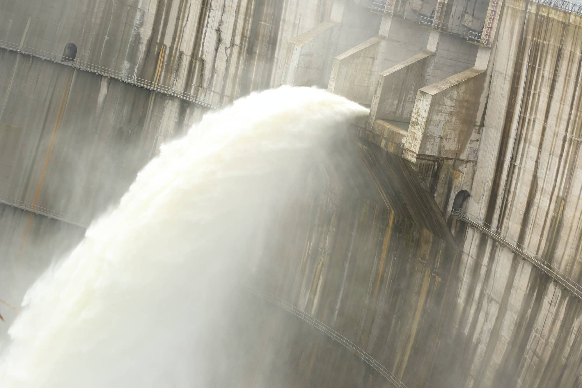 Dam discharge water during summer time