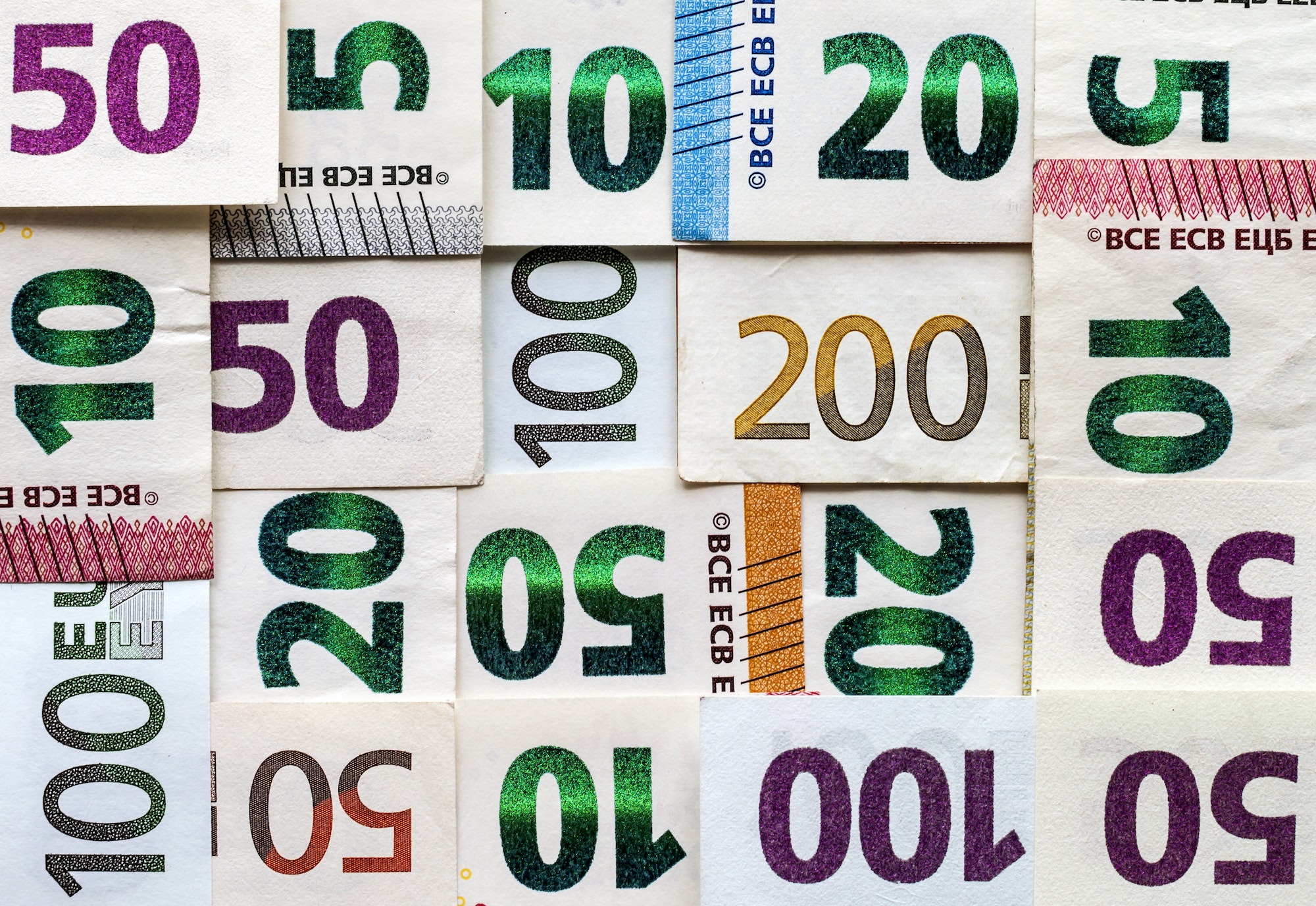 Different Euro bills money for background