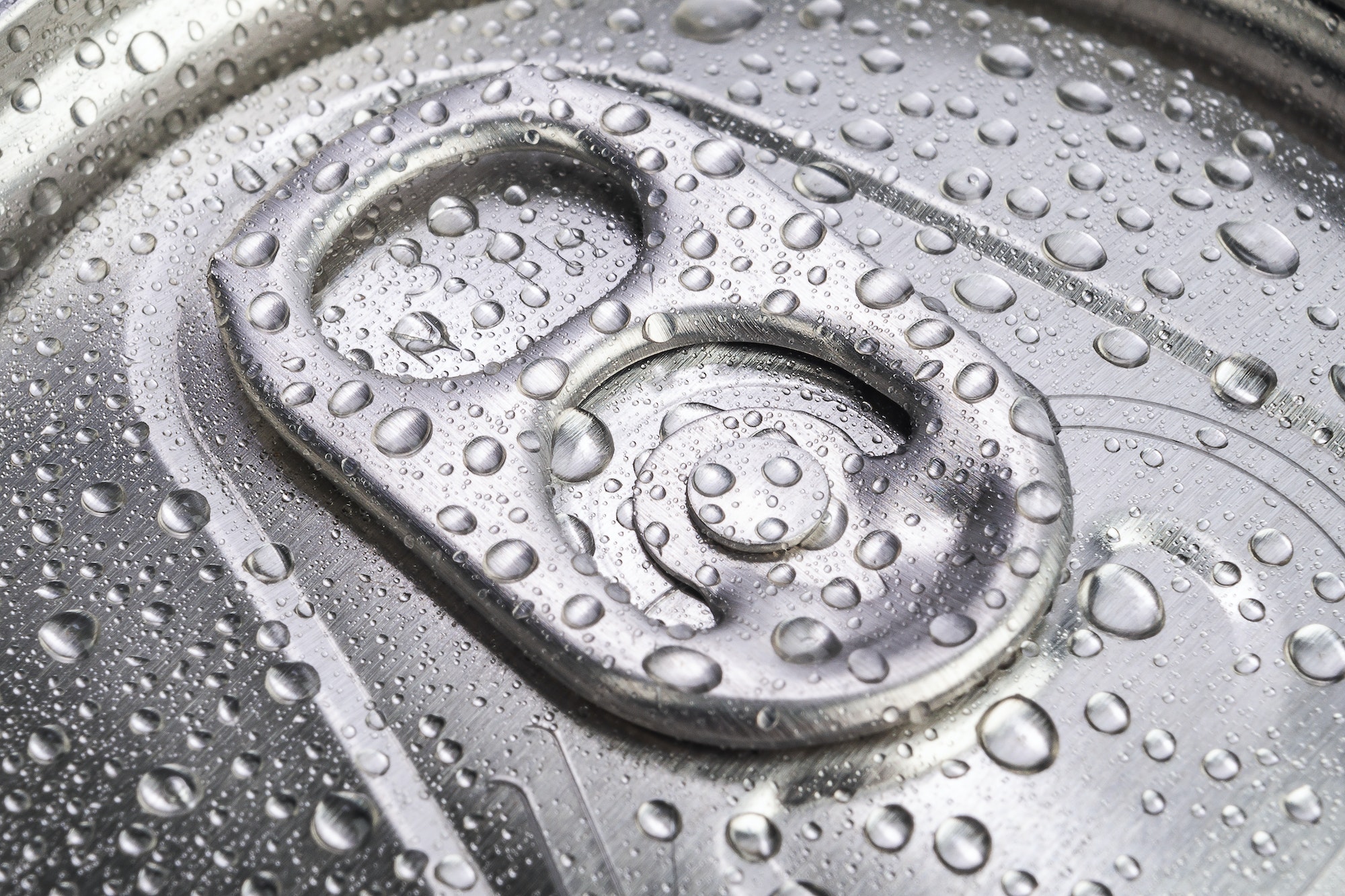 Close up aluminium can drink with droplets