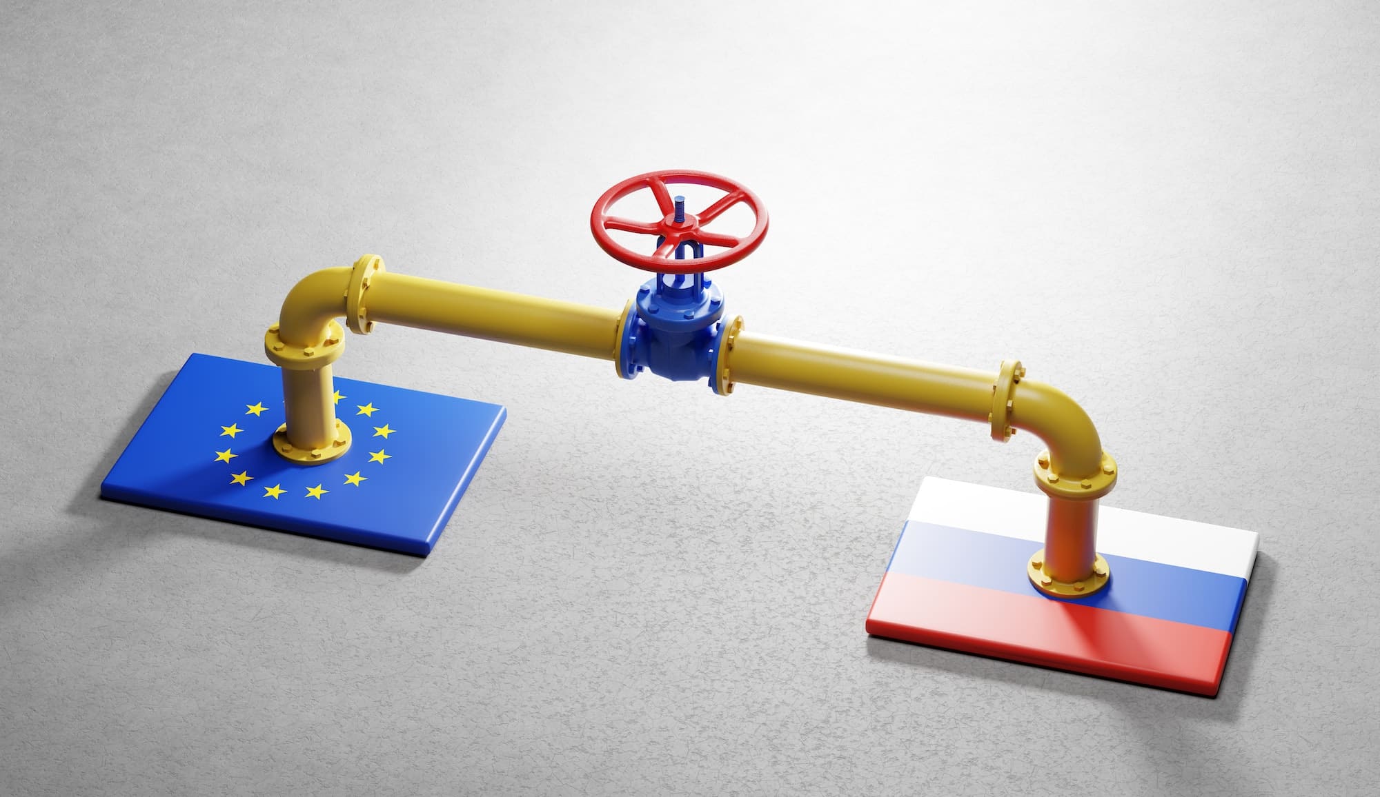 Gas transmission between Russia and EU. Valve on pipeline