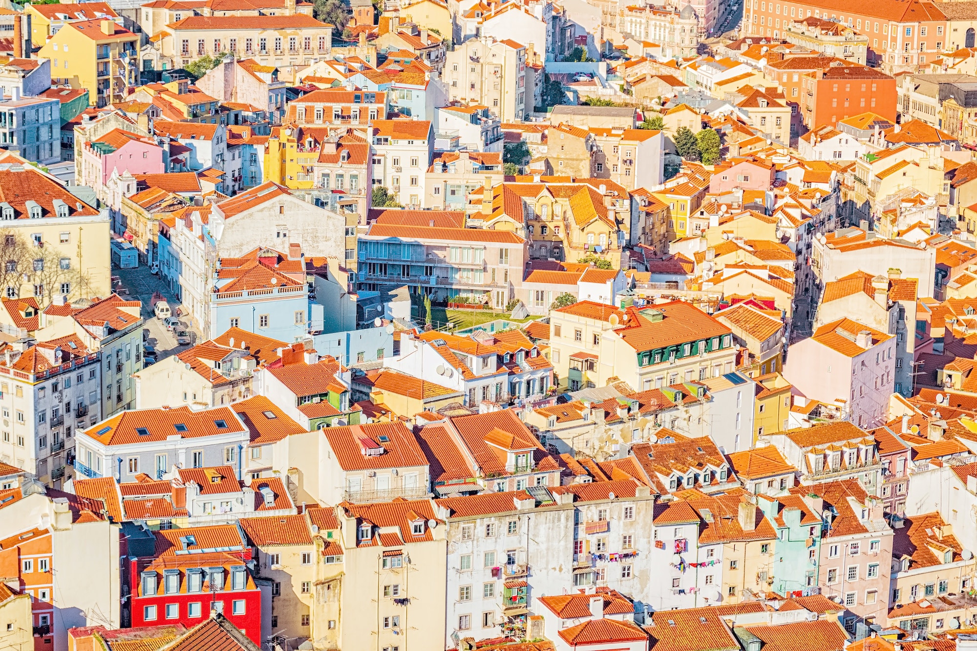 Colorful top view on Lisbon, Portugal