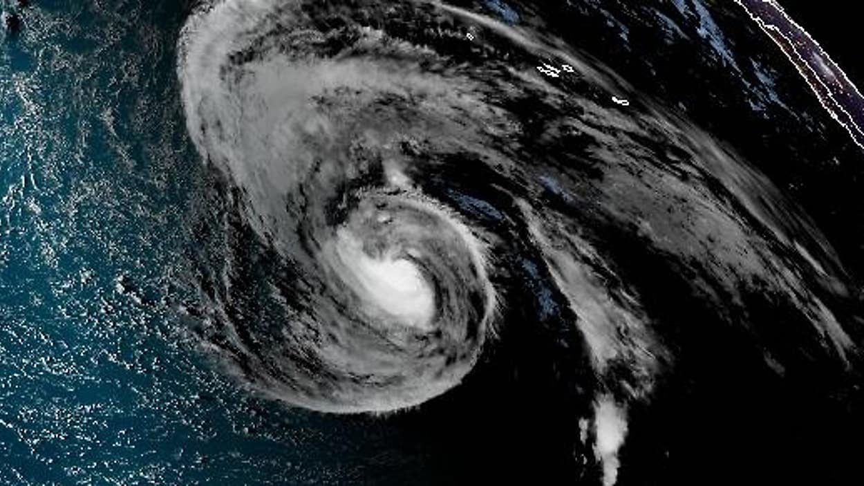 Satellite image of Hurricane Margot in the central Atlantic on Tuesday. (NOAA)