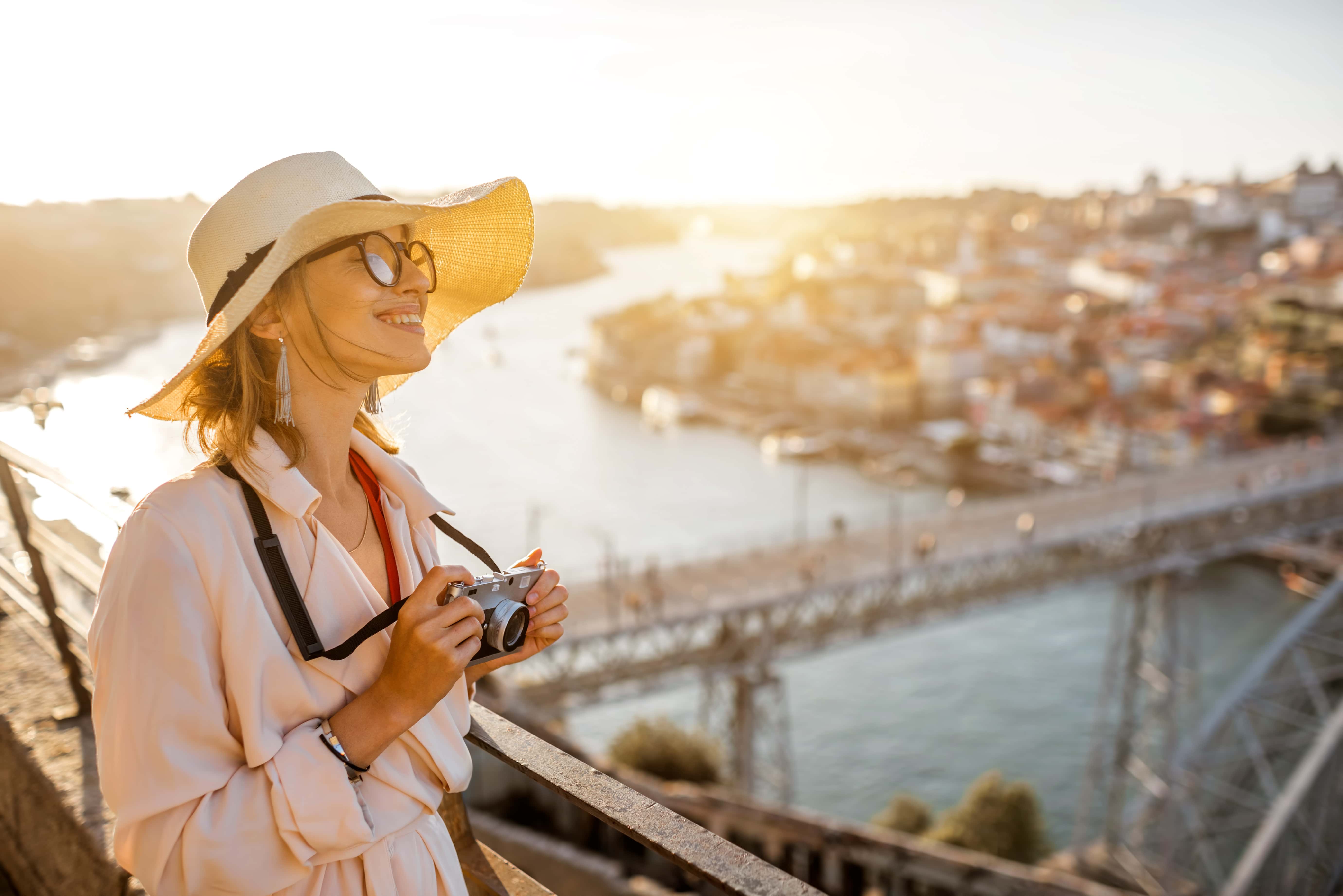 Woman traveling in Porto city