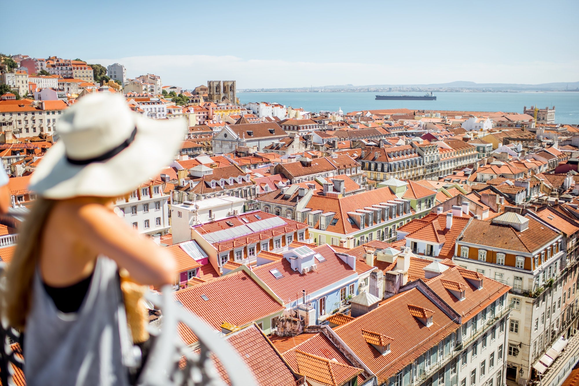 Woman traveling in Lisbon, Portugal