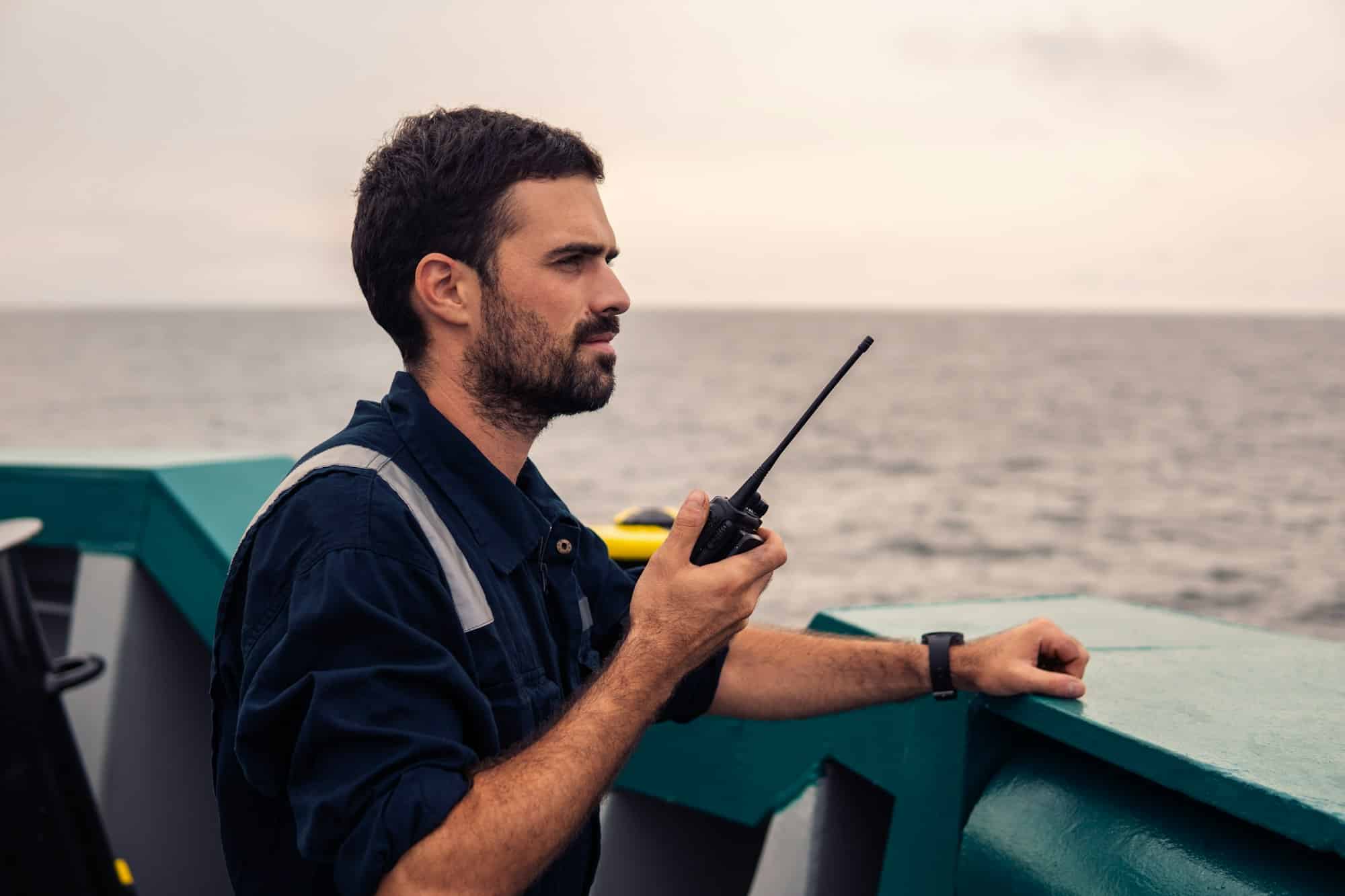 Marine Deck Officer or Chief mate on deck of vessel or ship