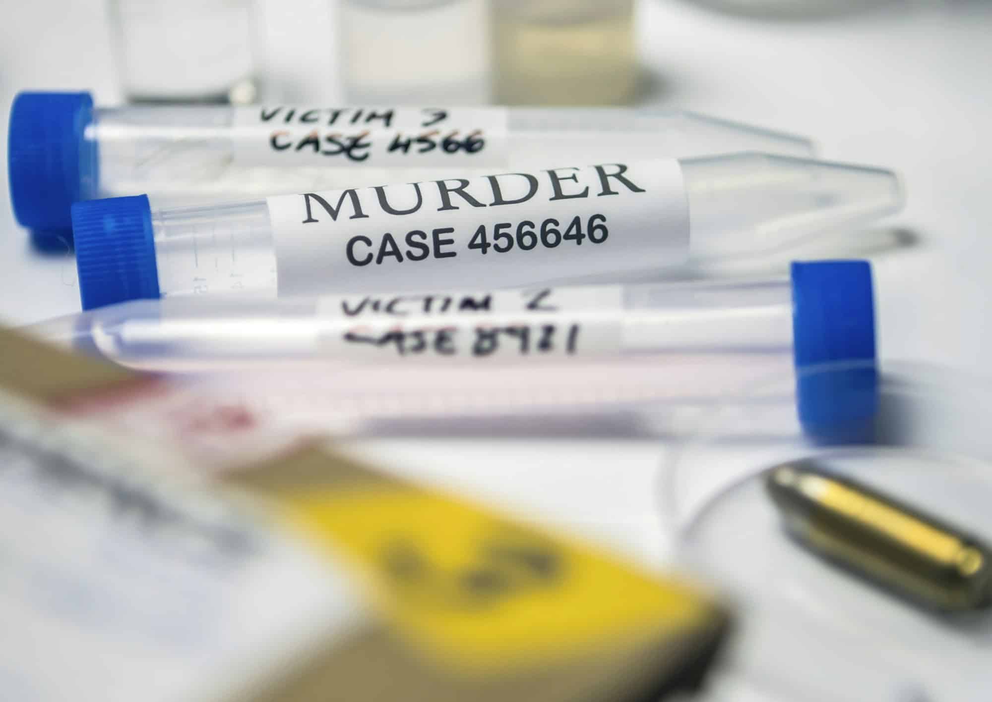 some forensic evidence of murder at Laboratory forensic equipment, conceptual image