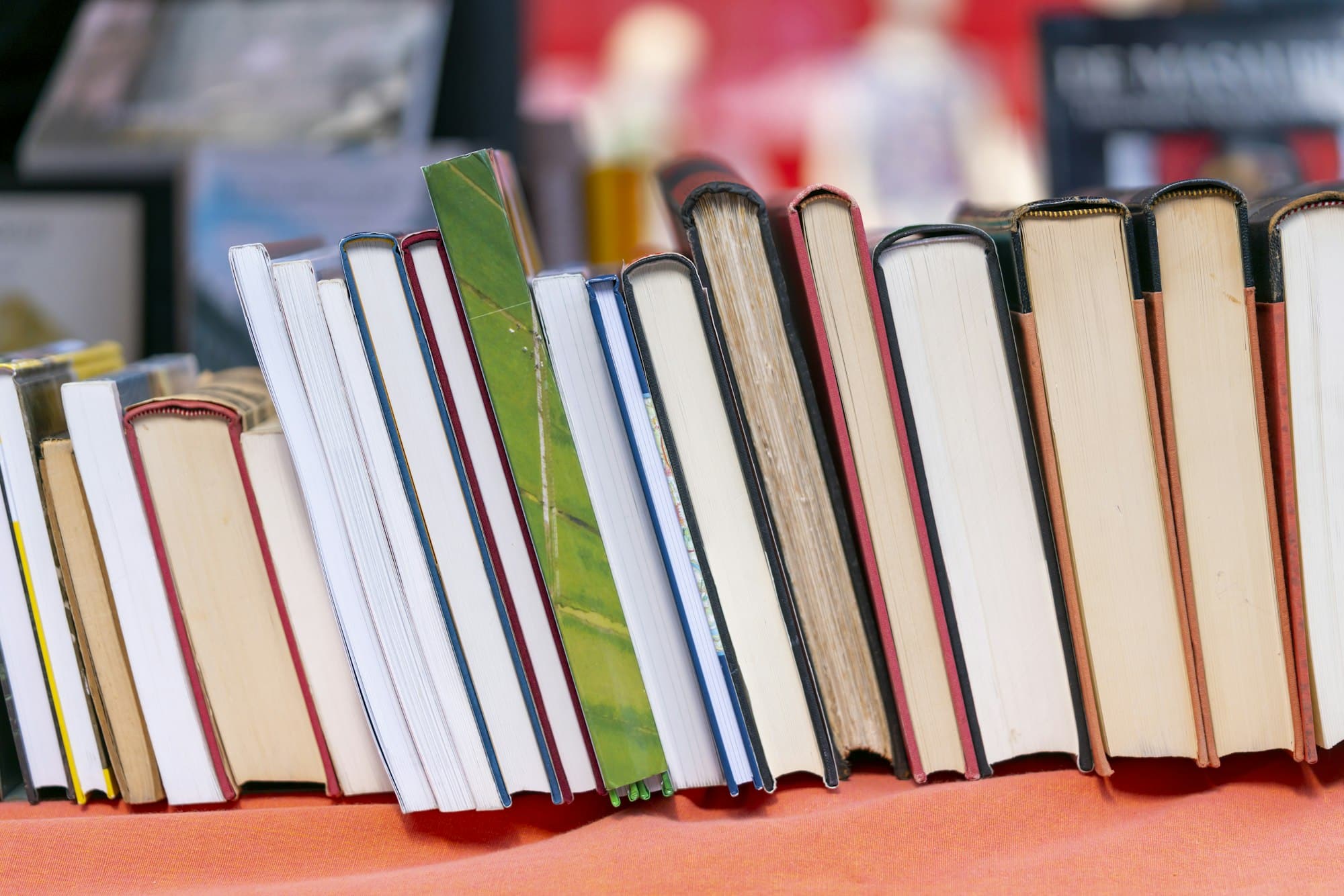 Used second hand books being sold on a market stall