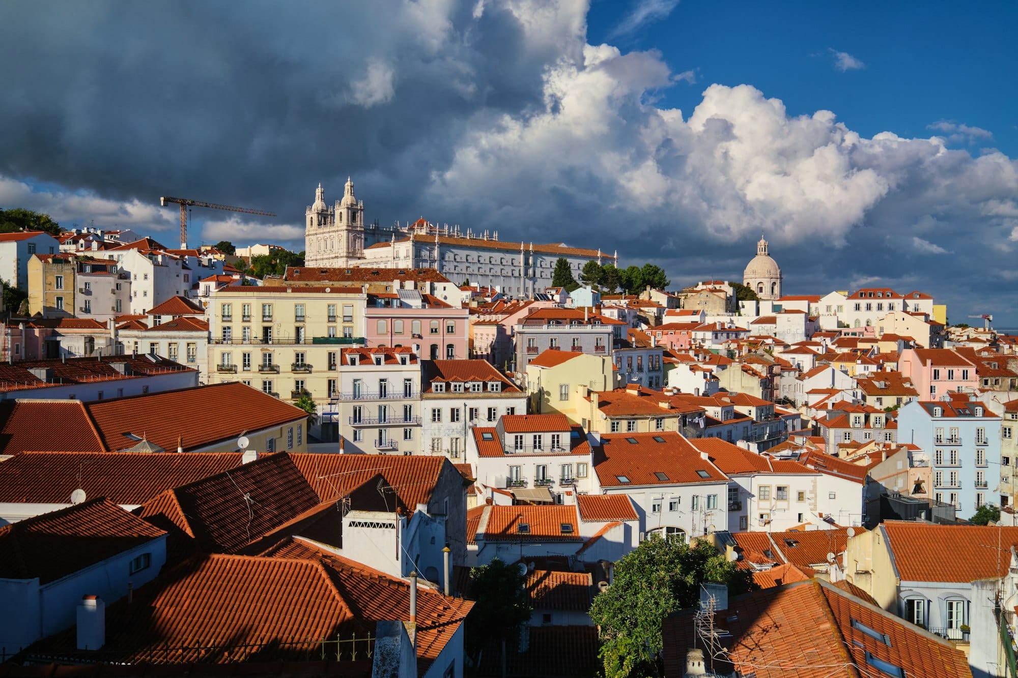 View of Lisbon from Miradouro de Santa Luzia viewpoint. Lisbon, Portugal