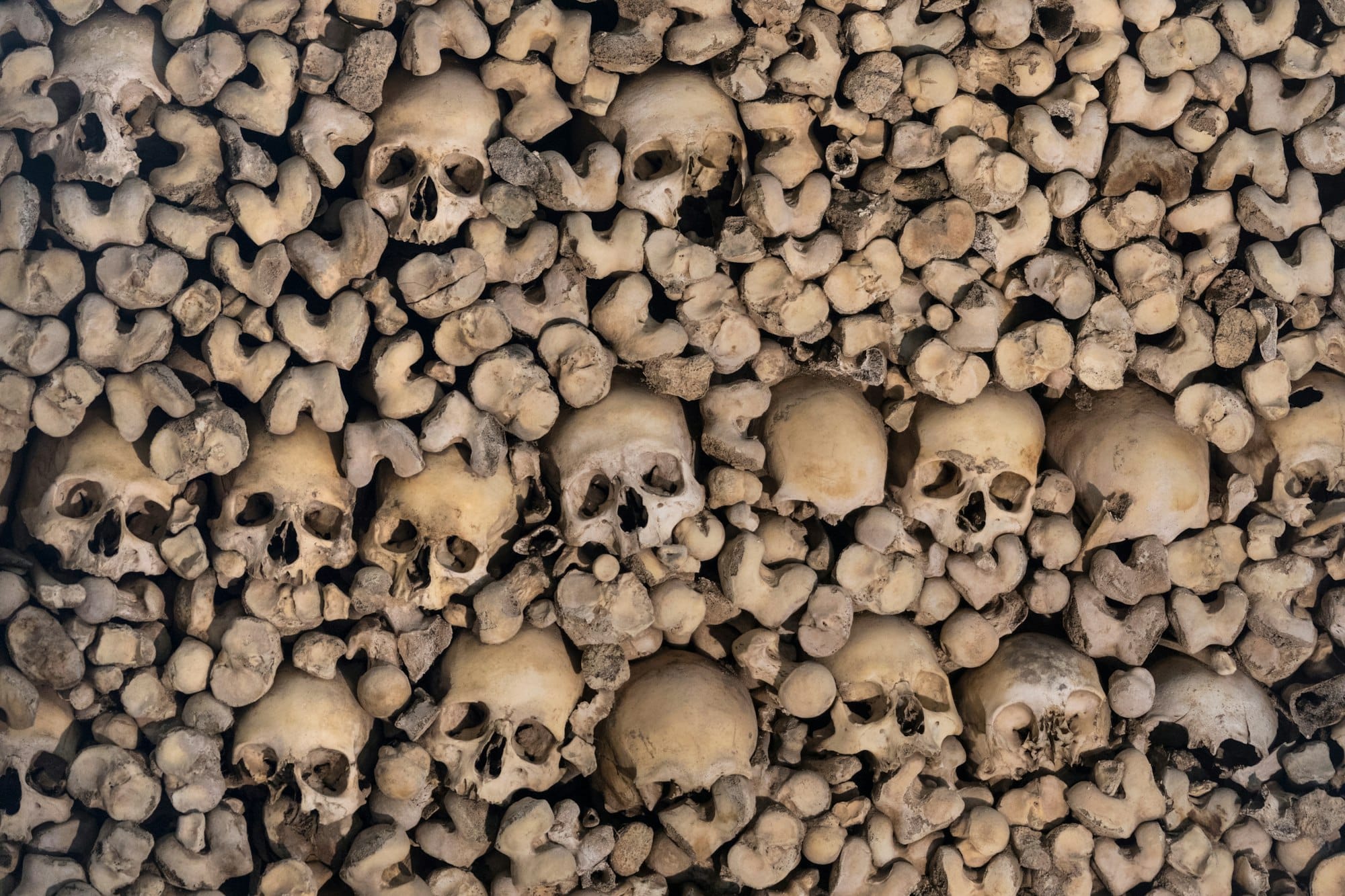 Human Bones and Skulls - Capela dos Ossos or Chapel of Bones - Evora - Portugal