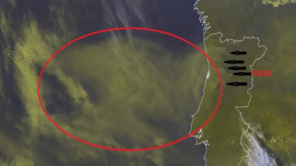 Smoke plumes from fires "visible about 500 km off the coast of Portugal"