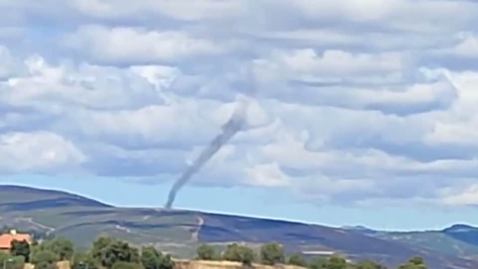 Bragança. Dust devil spotted in the burned area of Serra de Montesinho